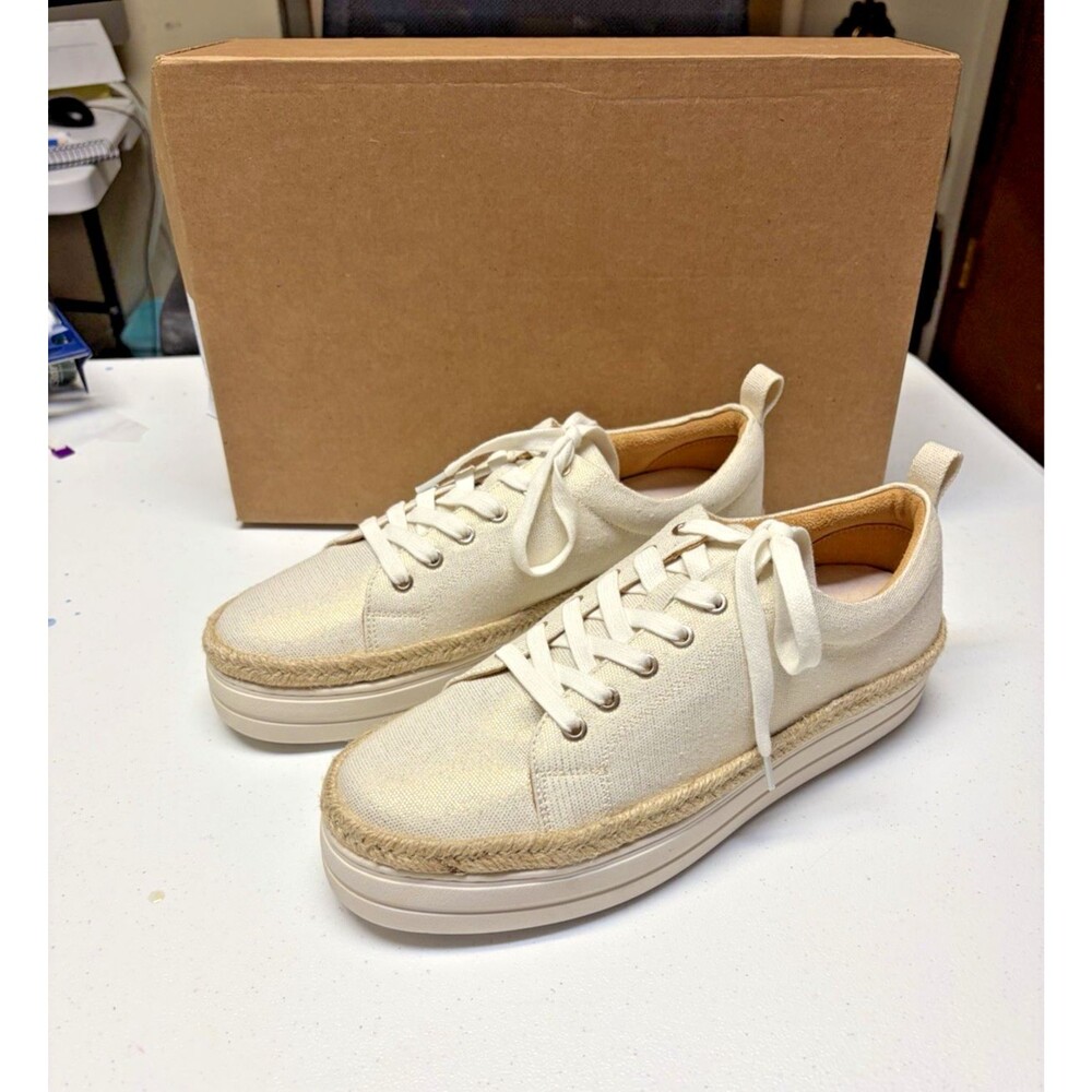 Jack Rogers Platform Sneakers Mia Size 8.5M White Gold Laces New In Box